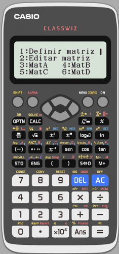 Ejemplo matriz en la calculadora