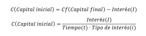 Fórmula de la cantidad inicial