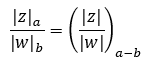 Fórmula división de números complejos en forma polar